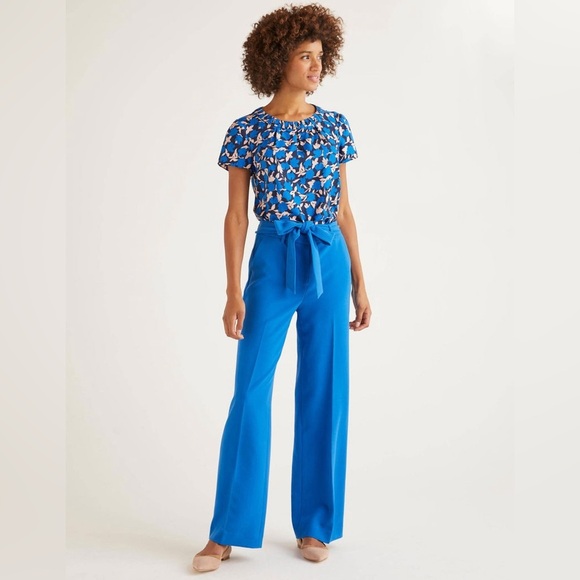 Boden Hampstead Wide Leg Pants - Bold Blue size 4P new - Picture 1 of 16